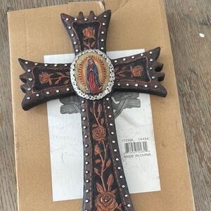 Decorative Wooden Cross with Rose Design